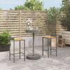 3 Piece Garden Bar Set Grey Poly Rattan & Solid Acacia Wood