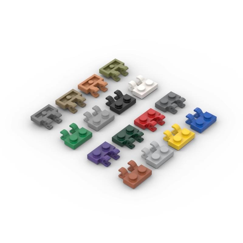 20 шт. Детали MOC 60470 Пластина Специальная 1x2 с зажимами Горизонтальная Совместимые Кирпичики DIY Строительный Блок Частица Детская Мозговая Игрушка Подарок