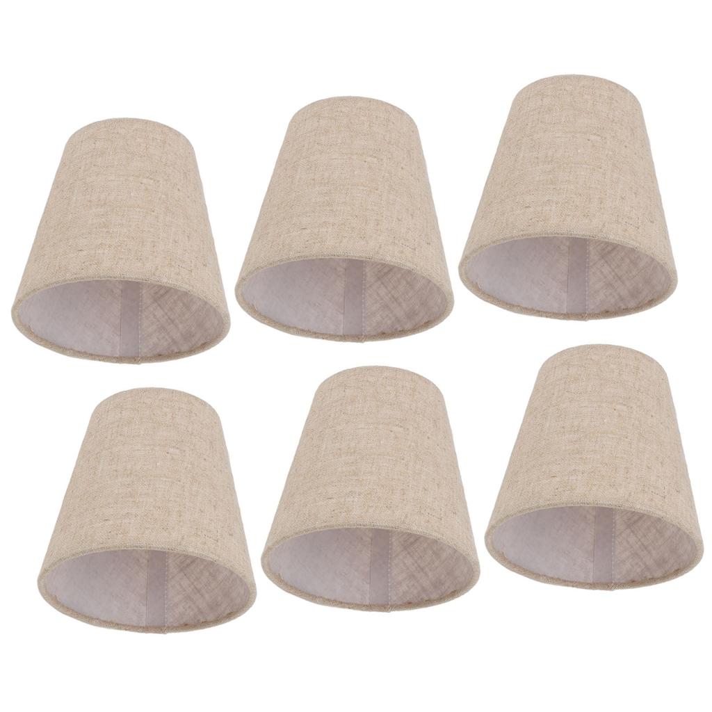 6Pcs Small Lamp Shade Clip On Drum Linen Fabric Lampshade for Candle Bulbs Lighting Accessories