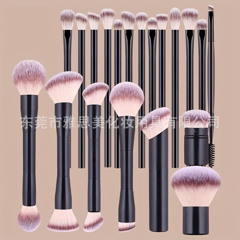 20Pcs Professional Face Makeup Brush Set Retractable Foundation Dual-Ended Powder Blush