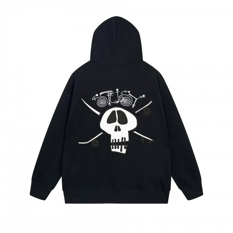 Mens Hooded Zip-Up Sweatshirt With Letter Print Loose Fit Cotton Pullover Winter Daily Wear