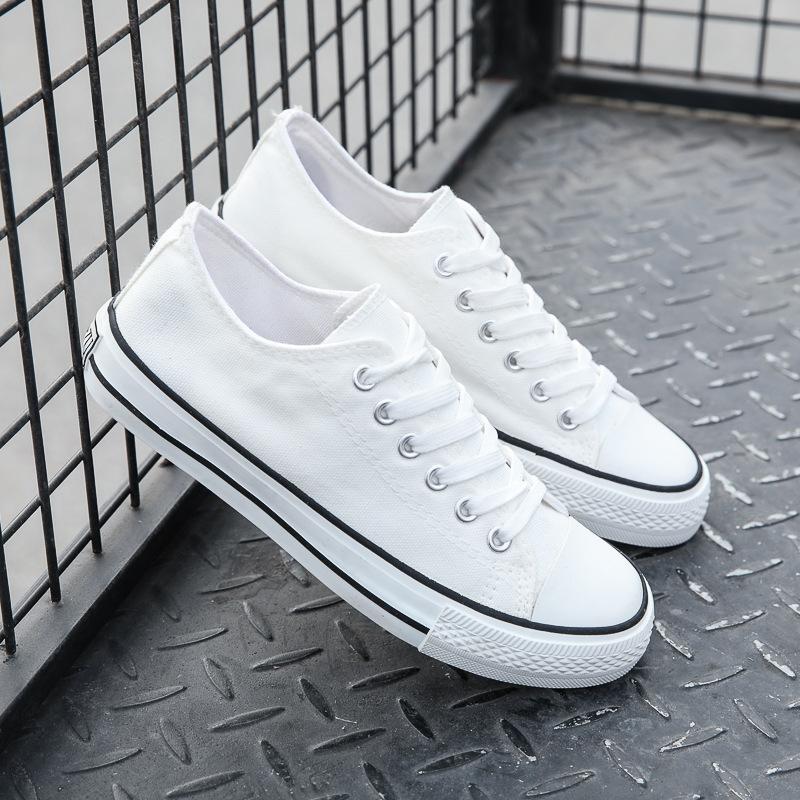 Модная парусиновая обувь для пар, студентов, спортивная однотонная парусиновая обувь