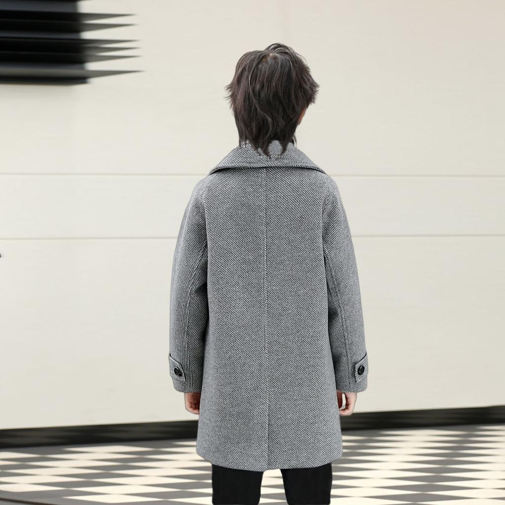 Корейское шерстяное зимнее пальто для мальчиков в английском стиле, детская плотная верхняя одежда, модные детские шерстяные длинные куртки, детские теплые пальто