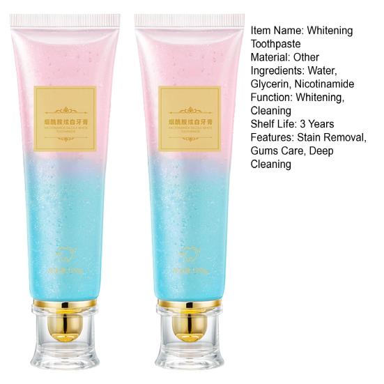 1/2Pcs 100G Teeth Whitening Nicotinamide Toothpaste Men Women Teeth Bad Breath Stain Removal Gums Care Deep Cleaning Brightening Toothpaste