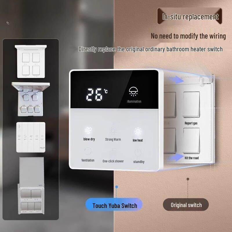 Smart Bathroom Heater & Fan Switch Panel