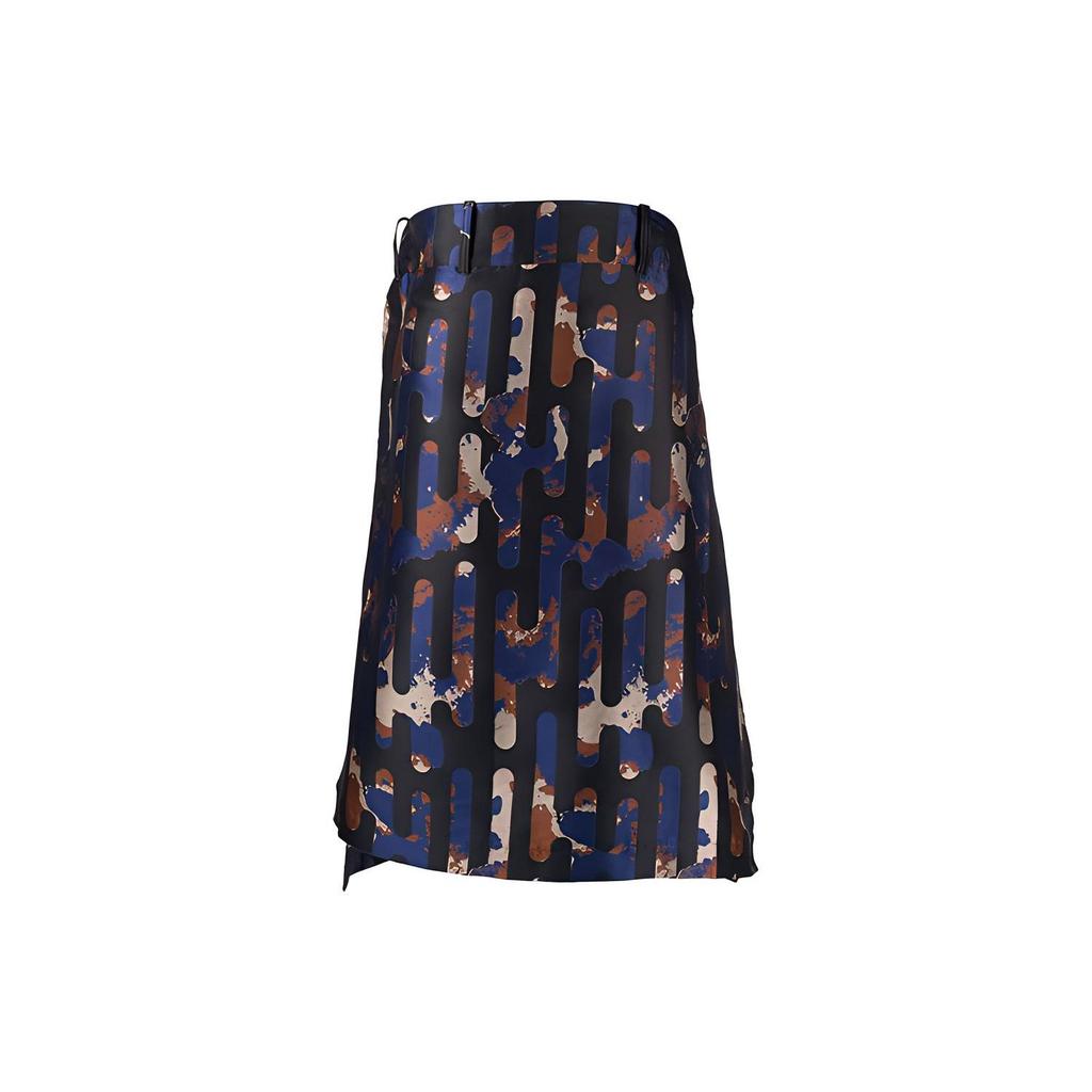 Y-3 Abstract Print A-Line Midi Skirt Women Skirts Blue HB3368