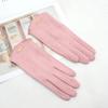 Женские перчатки с сенсорным экраном, модные варежки, осенне-зимние теплые тонкие кашемировые однотонные велосипедные замшевые ткани, элегантная ветрозащитная ткань