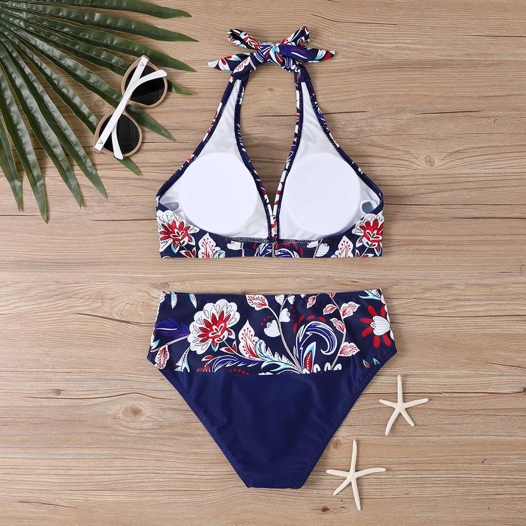 Plus Size Women Fashion Sexy Round Neck One Piece Bikini Set Slim The Sky Is Full of Stars Print Swimsuits