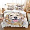 Home Textile Bedding Set Pet Dog ,Watercolor Tiger, Pug Cartoon Duvet Cover Set Bedclothes With Pillowcase Quilt Cover 2- 3 Pcs