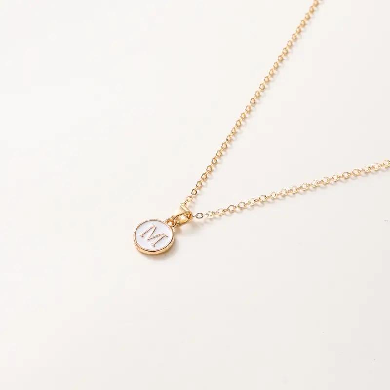 1pc Women Elegant and Exquisite O-chain 26 Letter Necklace Pendant, Golden Minimalist Necklace