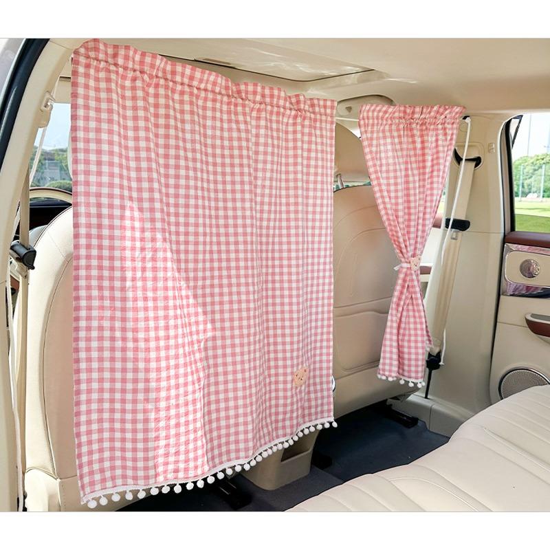 Cartoon Bear Hanging Two Piece Car Privacy Partition Curtain Sunscreen Heat Insulation Vehicle Sun Shade