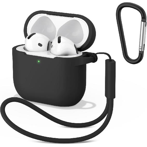 Meliya for AirPods 4 Case Cover 2024 with Lanyard & Keychain, Soft Silicone Protective Case for Apple AirPods 4th Generation, Full Protection,