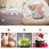EXCEART Glass Display Cover with Wooden Base, 4.7x4.7x4.7 Inch, Preserved Flower Storage, Eternal Flower Cover for Food Protection and Display