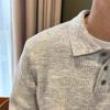 Мужской высококачественный британский деловой вязаный пуловер-поло с длинным рукавом - Теплая осенне-зимняя верхняя одежда