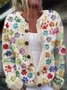 Women's Casual Fashion Retro Floral Print Long Sleeve Top Cardigan Button Jacket