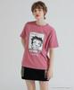 AVIREX Betty Boop FADE WASH S/S T-SHIRT women's size F 094 dark pink 783-6135618