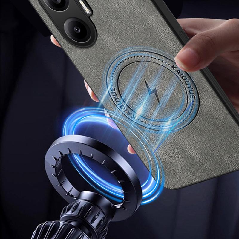 Luxury PU Leather Silicone Phone Case For Xiaomi Redmi Poco M7 Pro For Magsafe Wireless Charger Cover For Xiaomi 14T Pro Redmi A5 Turbo 4 Pro Shell