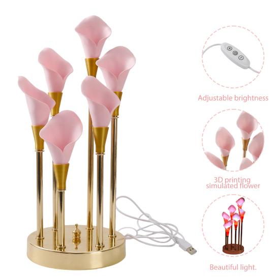 Ночник Калла Искусственные Цветы Настольная Лампа Мягкий Теплый Свет Светодиодный Ночник Энергосберегающий Безопасный Касание Расслабляющий Световой Режим для Декора Спальни