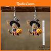 Halloween Theme Witch Broom And Pumpkin Pattern Women Earrings For Festival