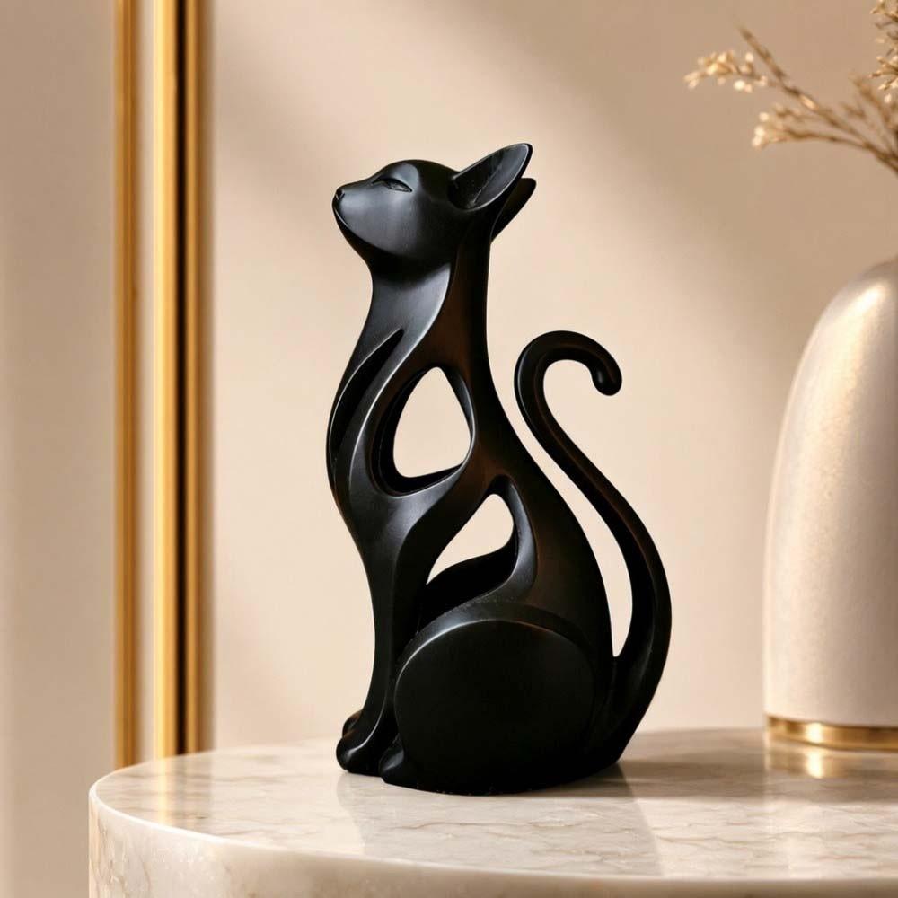 3D Printed Abstract Cat Sculpture Plastic Sculpture of Kitten Living Room Decor