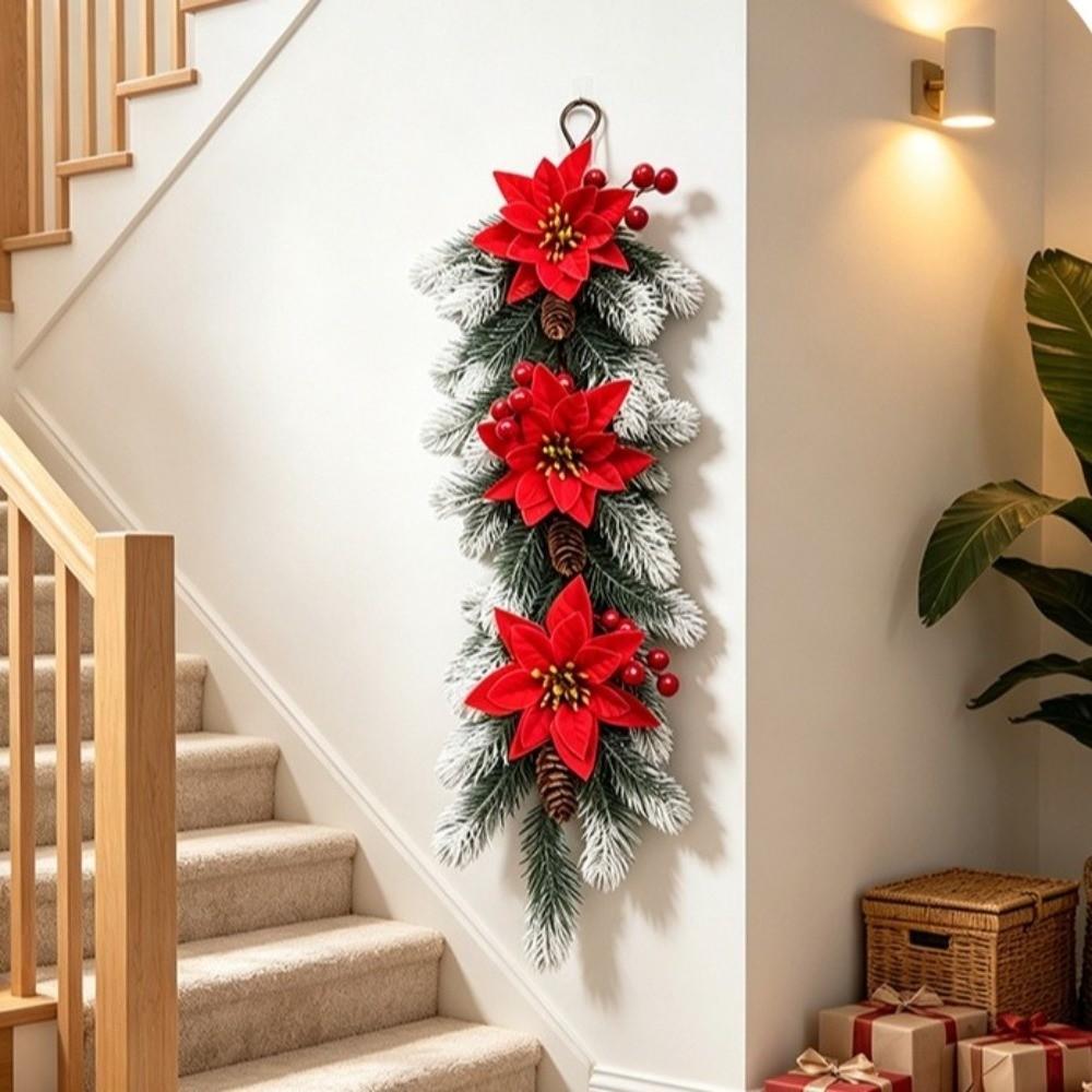 Plastic Artificial Christmas Wreath Lifelike Christmas Wreath Ornaments  Table Decor
