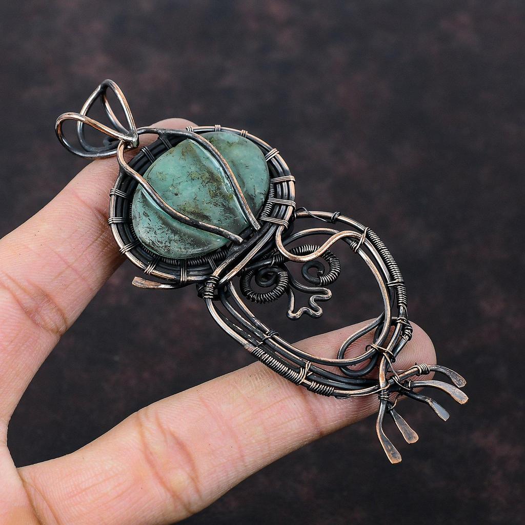 Amazonite Pendant Copper Wire Wrapped Pendant Amazonite Jewelry Handmade Natural Gemstone Pendant Copper Jewelry For Gift Wire Wrap Jewelry
