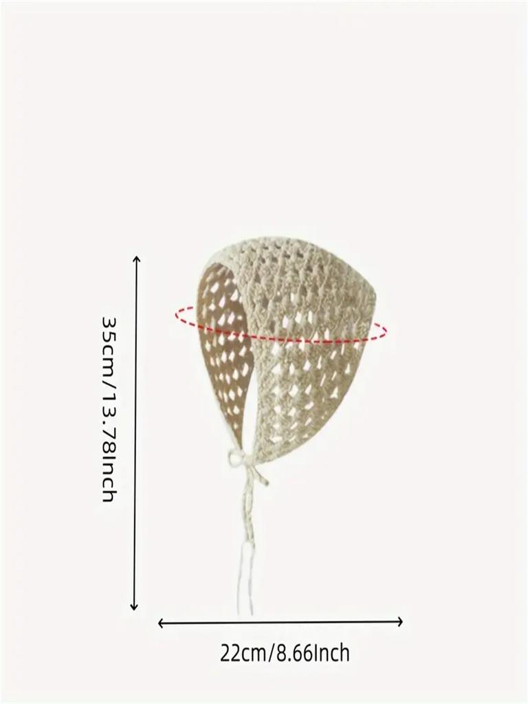 Seaside Cut Out White Triangle Headscarf for Women French Knitted Turban Square Scarf Tied with Hair Silk Scarf Ins Style