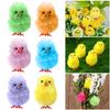 36 Pcs Easter Fur Chicks Mini Simulation Plush Chicks Small Colorful Fluffy Chicken Easter Basket Stuffer for Spring Home Garden Decor