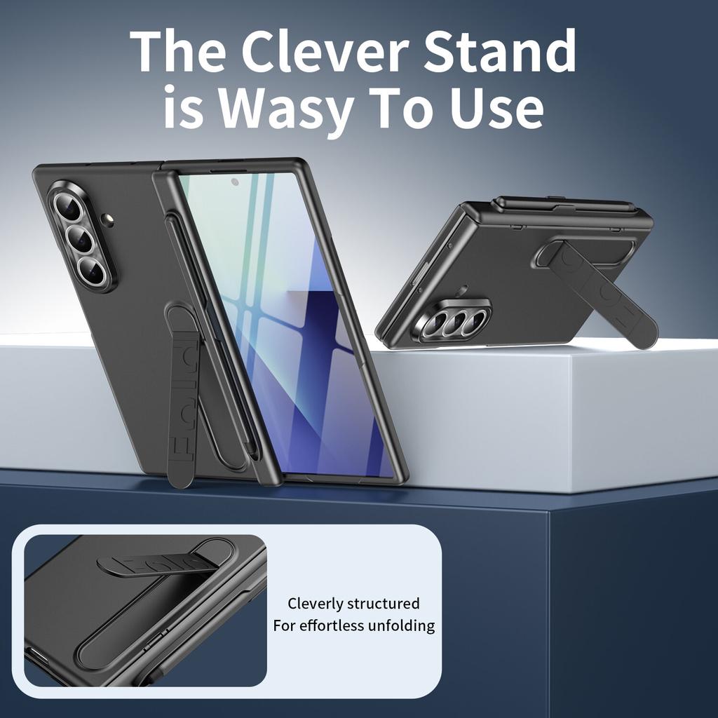 Чехол для Samsung Galaxy Galaxy Z Fold 7 6 5 4 3 с держателем для S Pen и стилусом, Невидимая подставка, Встроенная защитная пленка для экрана, Защитные бамперы для телефона