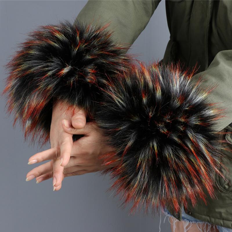 Женские плюшевые манжеты из искусственного меха, теплые пушистые мягкие перчатки на запястье, зимние перчатки