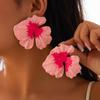 Милые девушки цветы серьги-гвоздики женская мода капельное масло градиент цвета металлический сплав сложенные нерегулярные цветочные серьги ювелирные аксессуары
