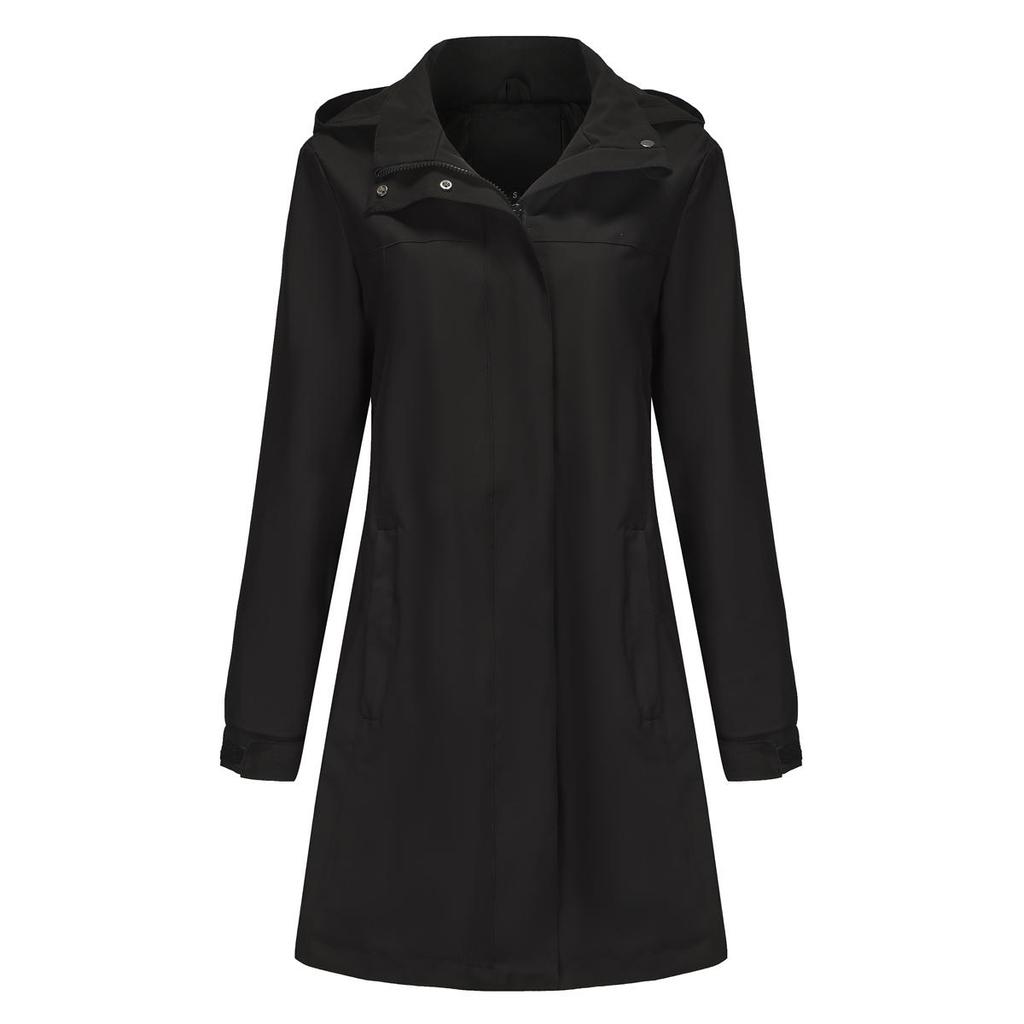 Женские тренчи, пальто, длинные рукава, съемные куртки с капюшоном, ветровка с защитой от брызг, осенне-весенняя тонкая верхняя одежда