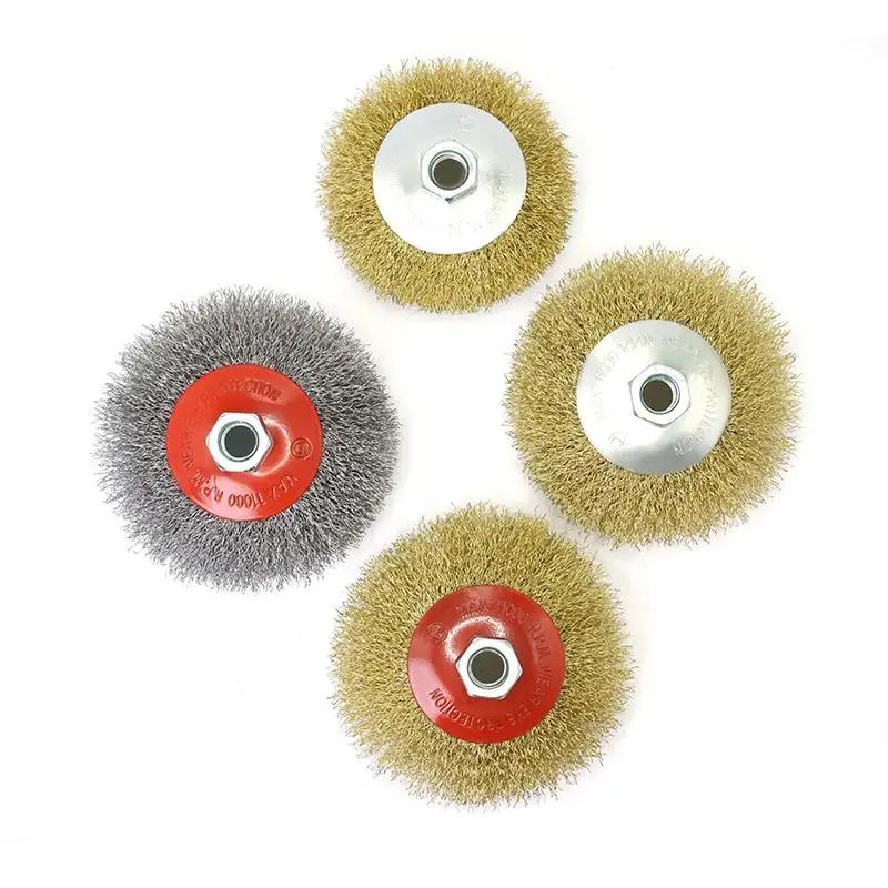 Дисковая стальная проволочная щетка 100/115/125 мм для угловой шлифмашины, настольной шлифмашины, удаления ржавчины, полировки, очистки, красок