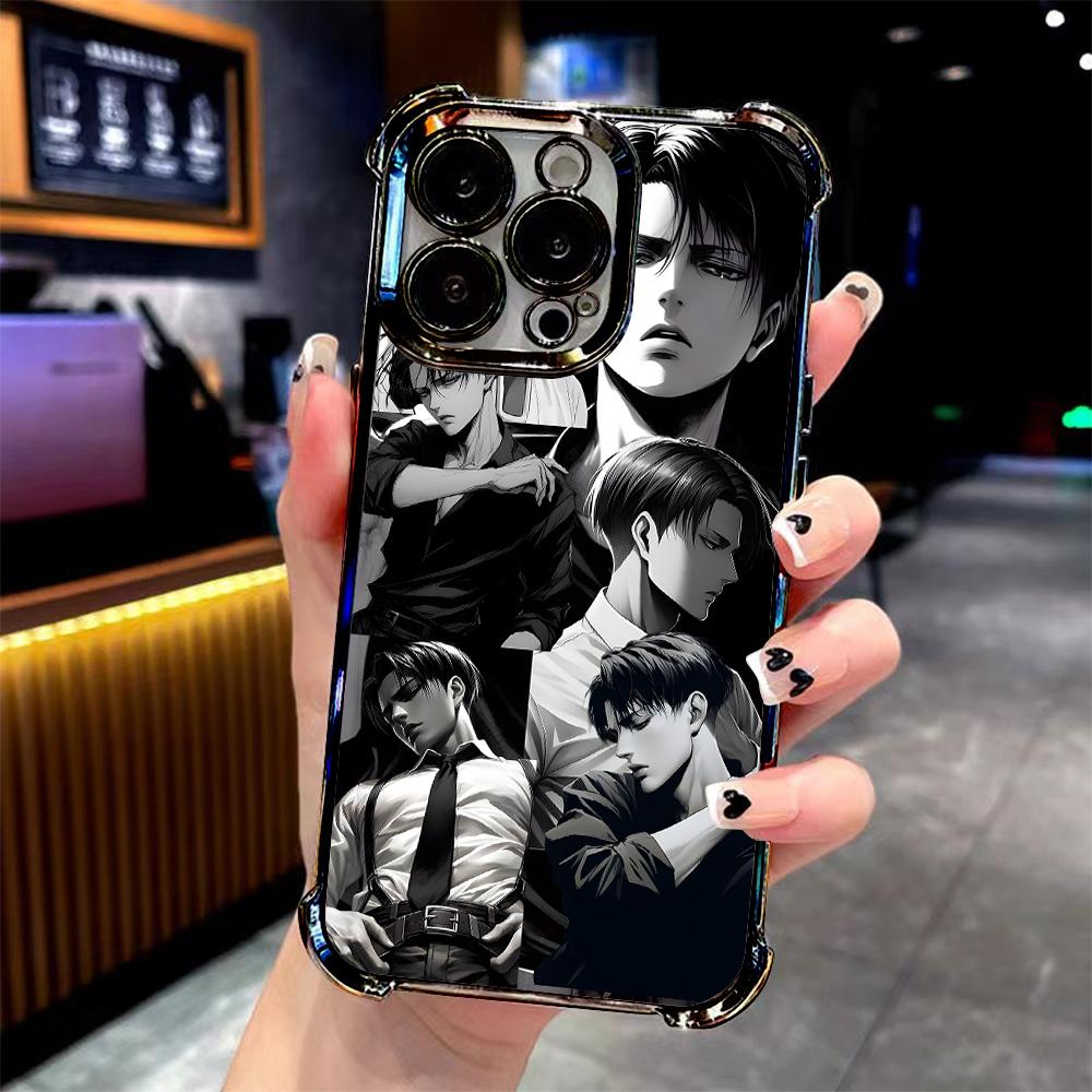 Чехол для телефона в стиле аниме Attack on Titan Для iPhone 17 16 15 14 13 12 11 Pro Max X XR XSMax Mini Air Plus Защита от падения Подушка безопасности Атака титанов Леви Покрытие