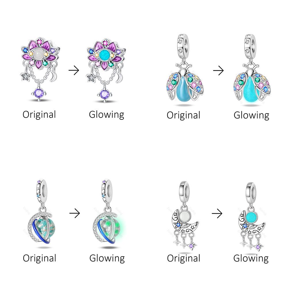 New Designer Charm Plating Glowing Light Insect Heart Style Charm for Crafts Fine Jewelry Pendants Charm for Bracelet Necklace
