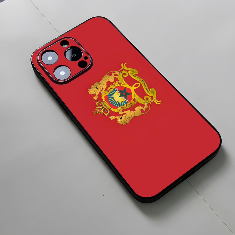 Флаг Марокко Герб Паспорт Чехол для Телефона Для Iphone 16 15 12 14 Se 2020 Защита от Подглядывания 16 Pro Max 11 13 Xr X Xs Mini Plus Забавный
