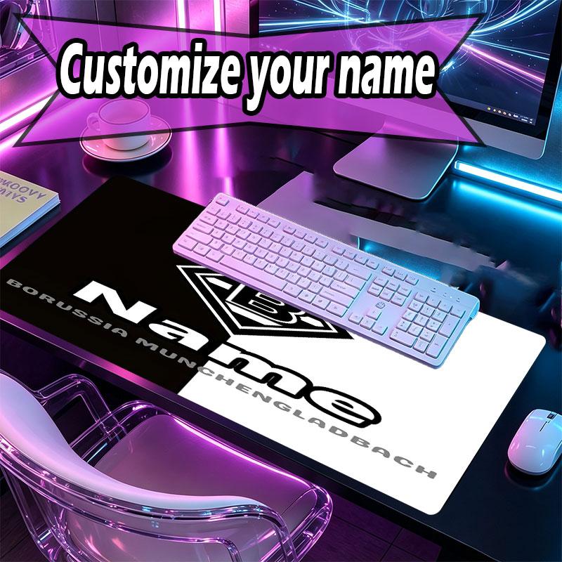 Custom Name Personalized Borussia Monchengladbach Pattern Mousepad, Laptop PC Desk Mat, Decorative Desk Mat for Home Keyboard Pad Gift