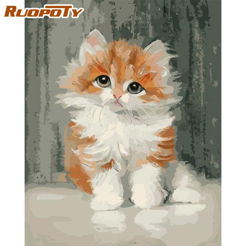 RUOPOTY Безрамная картина «сделай сам» по номерам, животные, акриловая настенная картина по номерам, холст, картина для украшения дома, искусство