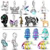 925 Silver Change Color Chameleon Charms Beads Glowworm Butterfly Pangolin Cat Dangle Fit Bracelet Necklace Diy Jewelry