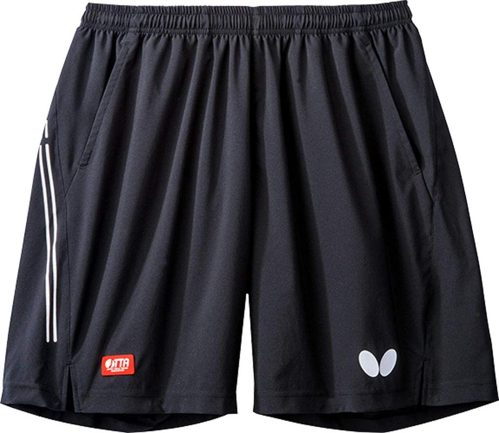 Butterfly Table Tennis Game Pants with Logo Line, Unisex, JTTA Certified, Suitable for Official Matches, Black, Size L, 52000