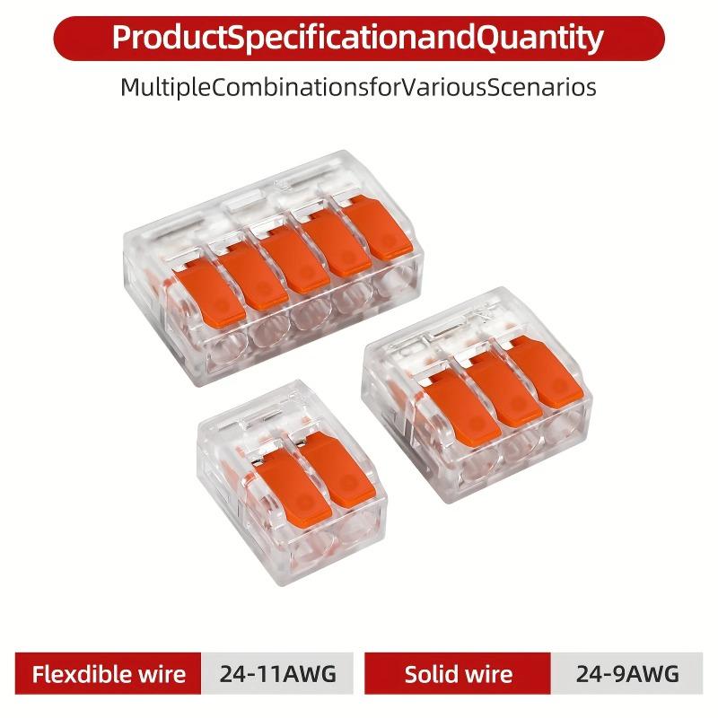 30pc Set of Orange Combination Cable Connectors 2-Port/3-Port/4-Port/5-Port Quick Cable Electrical Sheath Connection Terminals