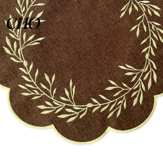 Heat Insulation Mat 14.96'' Placemat with Wavy Lace Embroidered Design Dining Insulated Table Non-Slip Oil-Resistant Easy Clean for Kitchen Restaurant