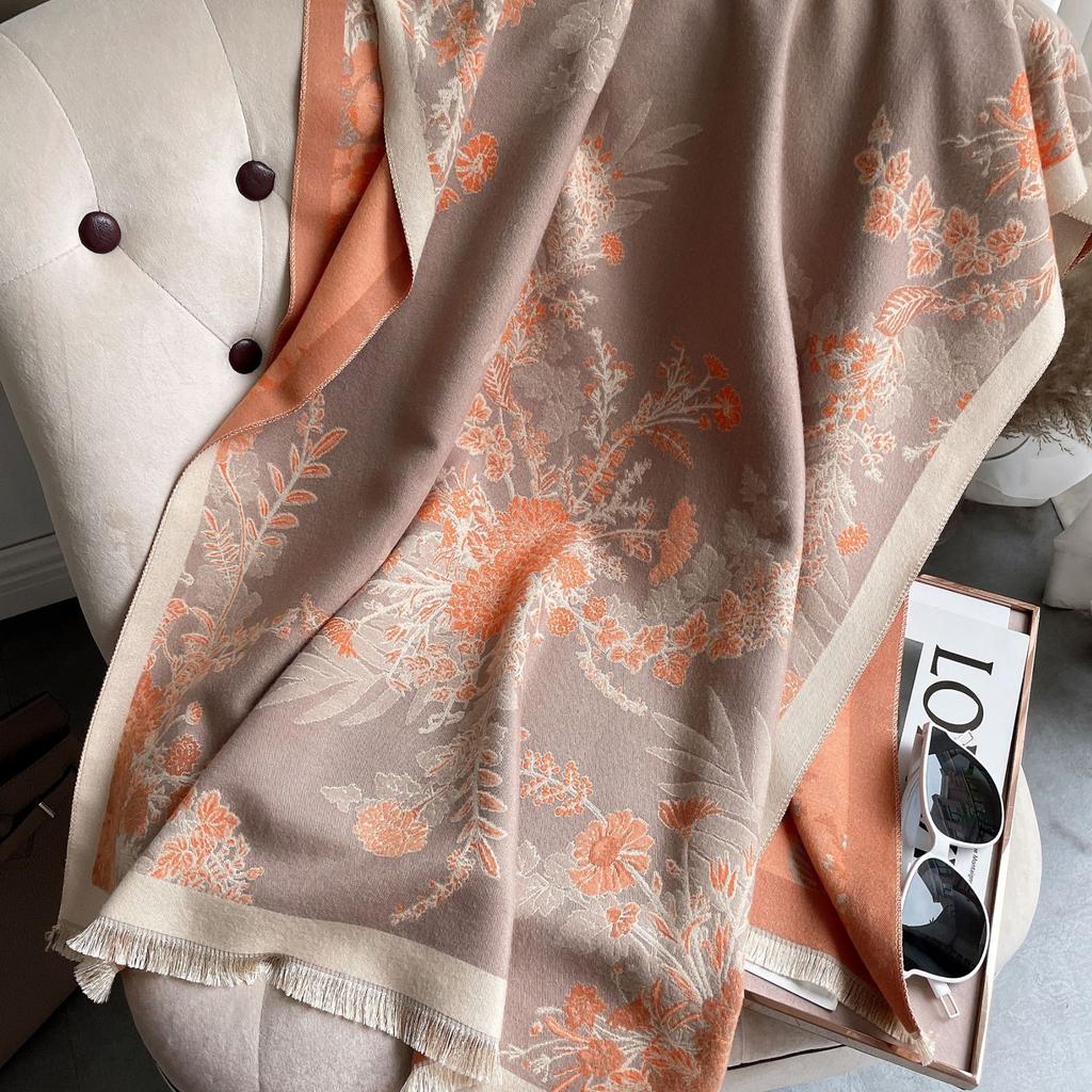 Осенне-зимний шарф женский удлиненный для кондиционированного помещения, шаль из имитации кашемира, декоративный теплый шарф с кисточками