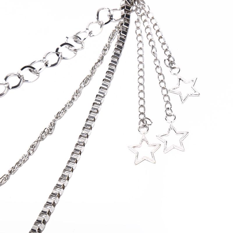 Металлическая готическая цепочка для брюк в стиле хип-хоп, панк, 3 слоя, джинсовый кошелек, цепочка для ключей, женская цепочка со звездой
