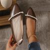 Fashion New Women's Shoes Fashion Pearl Soft Leather Comfortable Flats Pointed Solid Color Shallow Mouth Single Shoes Zapatos De Mujer