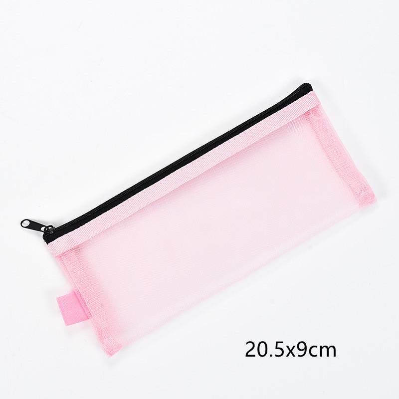 Large Capacity Simple Color Pencil Case Student Exam Series Hand Account Net Yarn Transparent Stationery Storage Supplies Bag