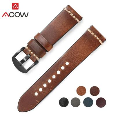 Crazy Horse Oil Wax Ремешок из натуральной кожи 20 мм 22 мм Пряжка из нержавеющей стали Мужской быстросъемный сменный браслет Ремешок для часов