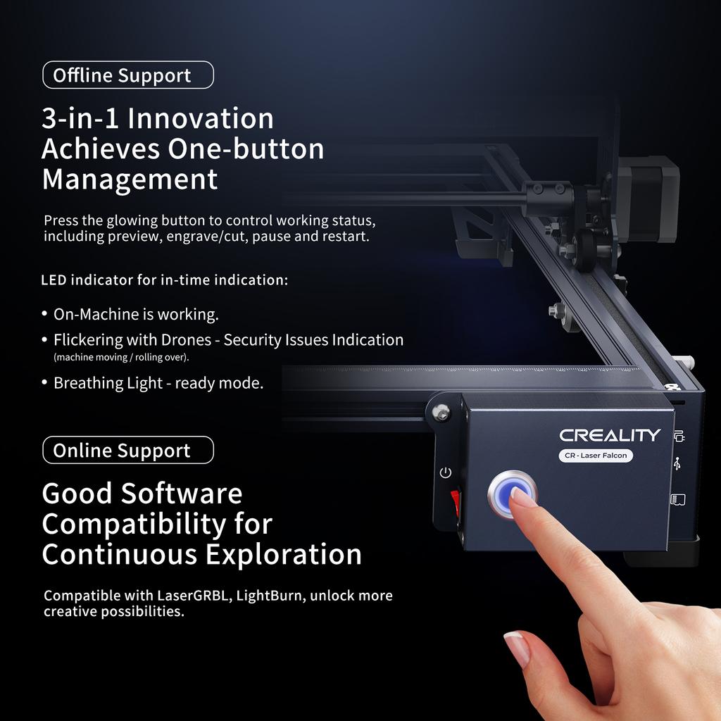 Orignal Creality CR-Laser Falcon Laser Engraver 10W Compression Spot Quick Focus Anodized Aluminum