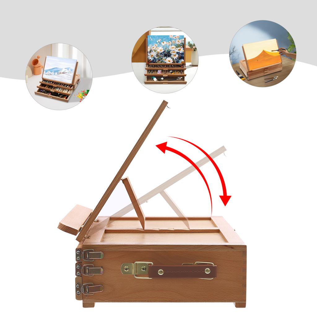 Регулируемый стенд для рисования из бука с 3 ящиками, портативный художественный мольберт для живописи, эскизов, чертежный стол для художников К