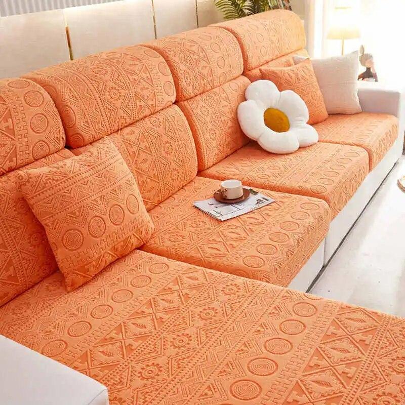 Эластичный регулируемый нескользящий чехол для диванной подушки, жаккардовые флисовые чехлы для углового дивана L-образной формы